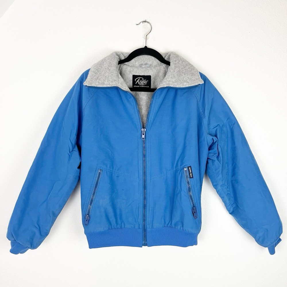 Vintage Roffe Jacket Mens Small Blue Ski Wear Water Proof Zip Up Coat USA Unisex